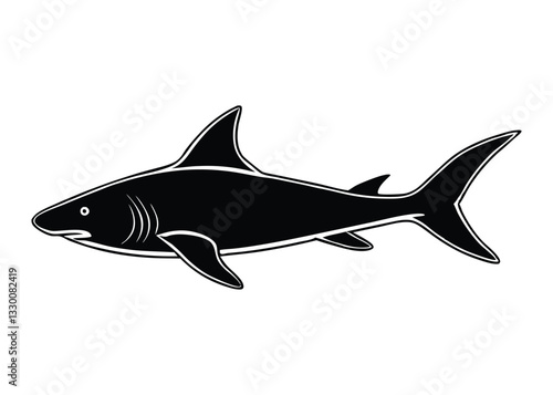 Silhouette of Nurse Shark isolated on a white background