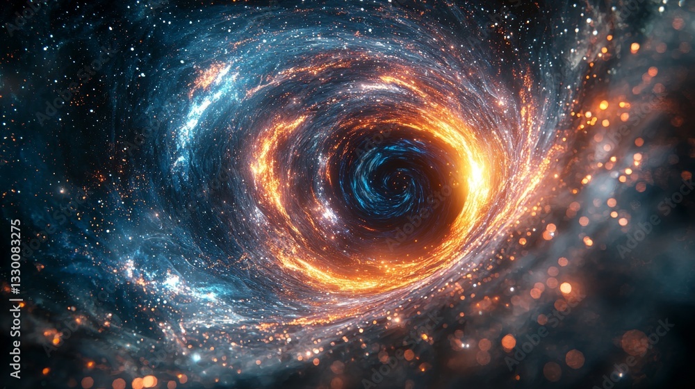 Cosmic Vortex Fiery Nebula Swirling in Deep Space Celestial Whirlwind