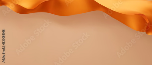 Luxury abstract orange background with ribbon silk elements. 3D vector illustration.