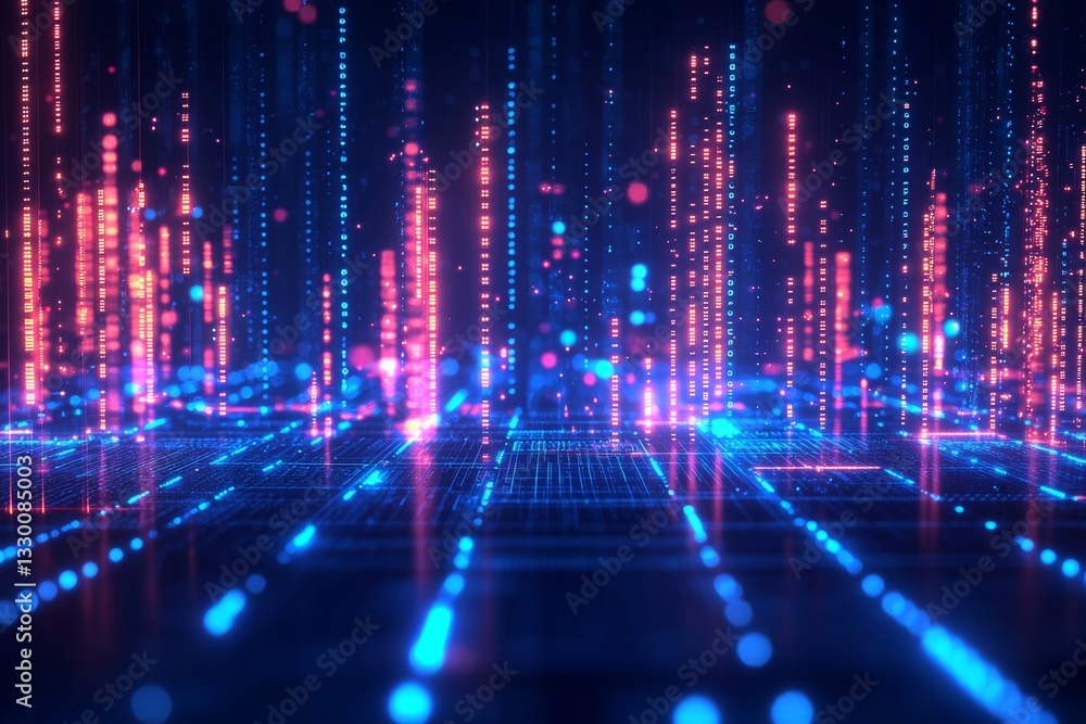 Abstract Digital Data Stream Futuristic Binary Code Network Technology Background Abstract Digital Data Stream Futuristic Binary Code Network Technology Background
