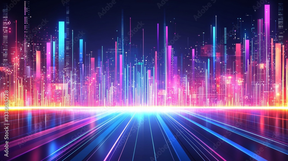Futuristic Neon Cityscape with Vibrant Glowing Lines and Speed Lines Digital Art Futuristic Neon Cityscape with Vibrant Glowing Lines and Speed Lines Digital Art