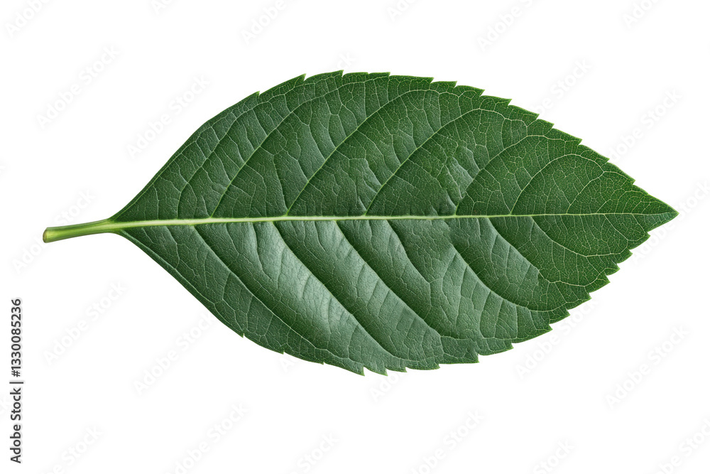 Obraz premium Detailed green leaf isolated on white background, cut out