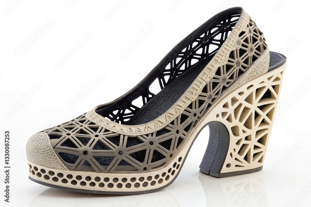 Obraz premium Stylish High-Heeled Shoe Featuring Intricate Design and Luxury Materials Ideal for Modern Fashion Enthusiasts Generative AI