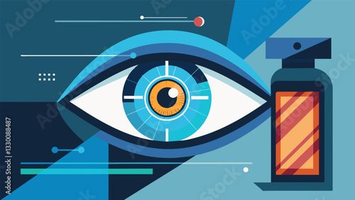 Closeup of an employees eye being scanned by a retina scanner before being allowed access to a secure workplace.. Vector illustration