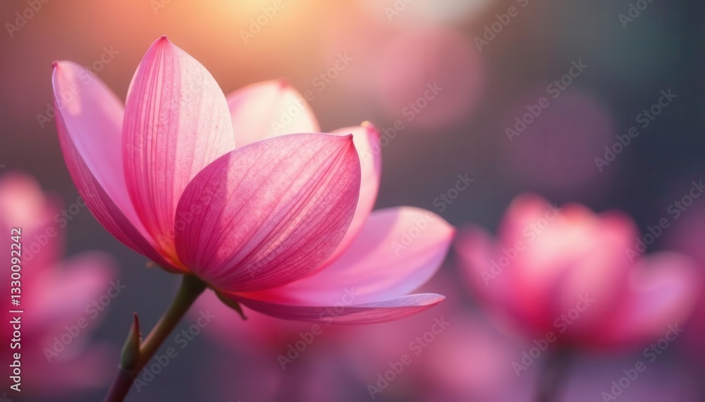 Fototapeta premium Delicate pink petals, ethereal glow, slow descent , beauty, pastel, cherry blossom