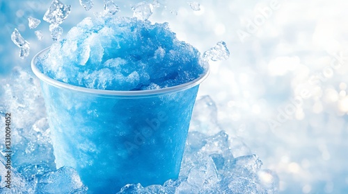 Enjoying a Blue Slushie Frozen Treat Refreshing Drink on a Hot Day