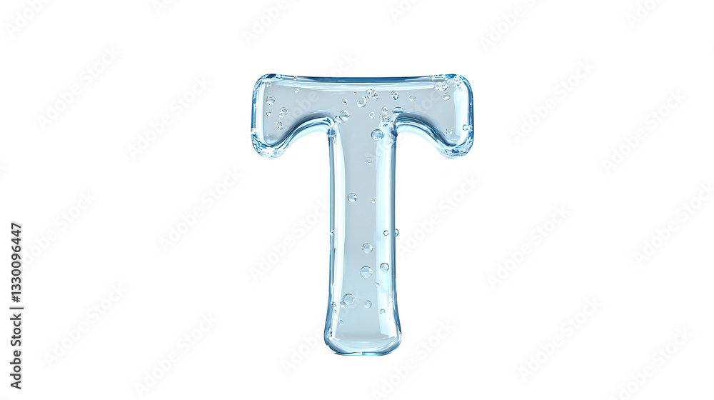 Mesmerizing liquid typography, the letter 't' crafted from a dynamic water splash