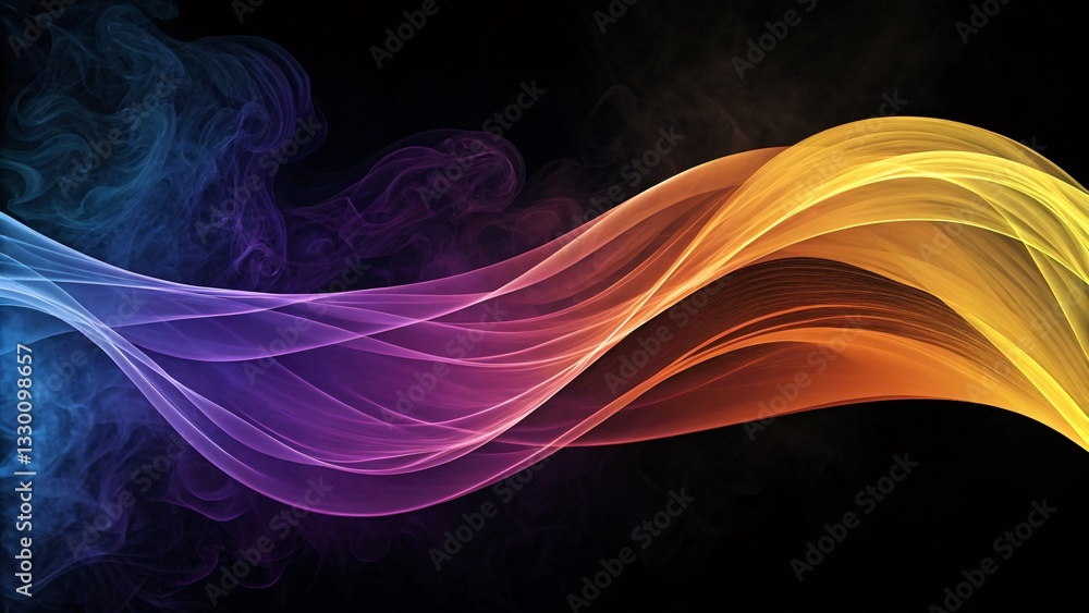 Naklejka premium Dynamic Abstract Wave Pattern in Spectrum Colors on Black Background Vibrant Visuals for Modern Design and Aesthetic Appeal