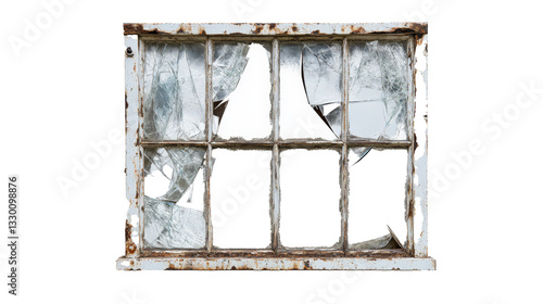 Obraz na płótnie a broken window with broken glass Cutout and isolated and transparent background image w salonie