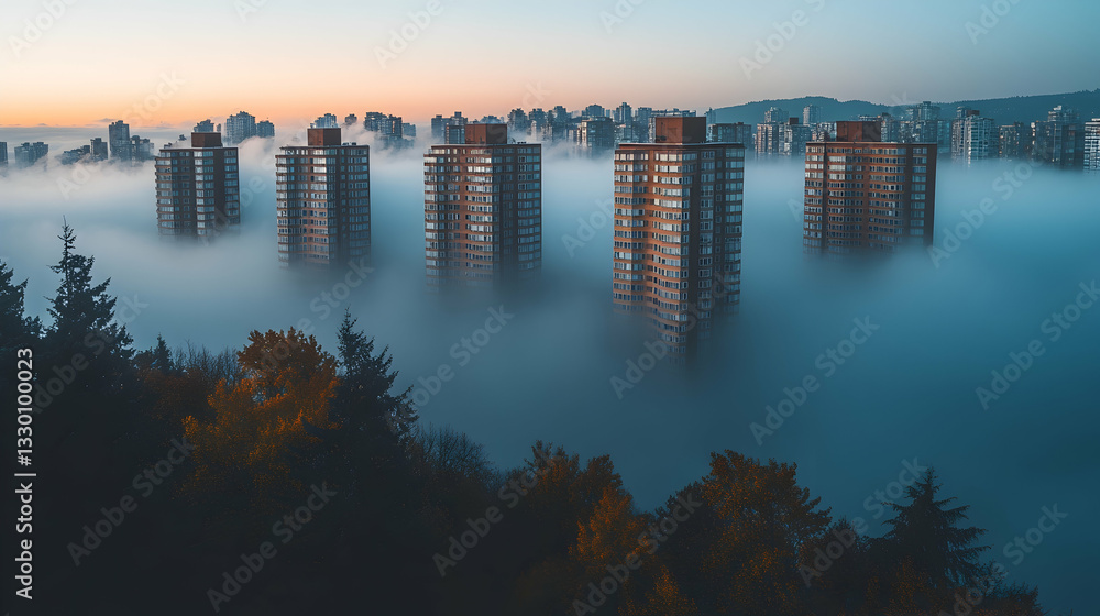 Obraz premium City in a Sea of Mist