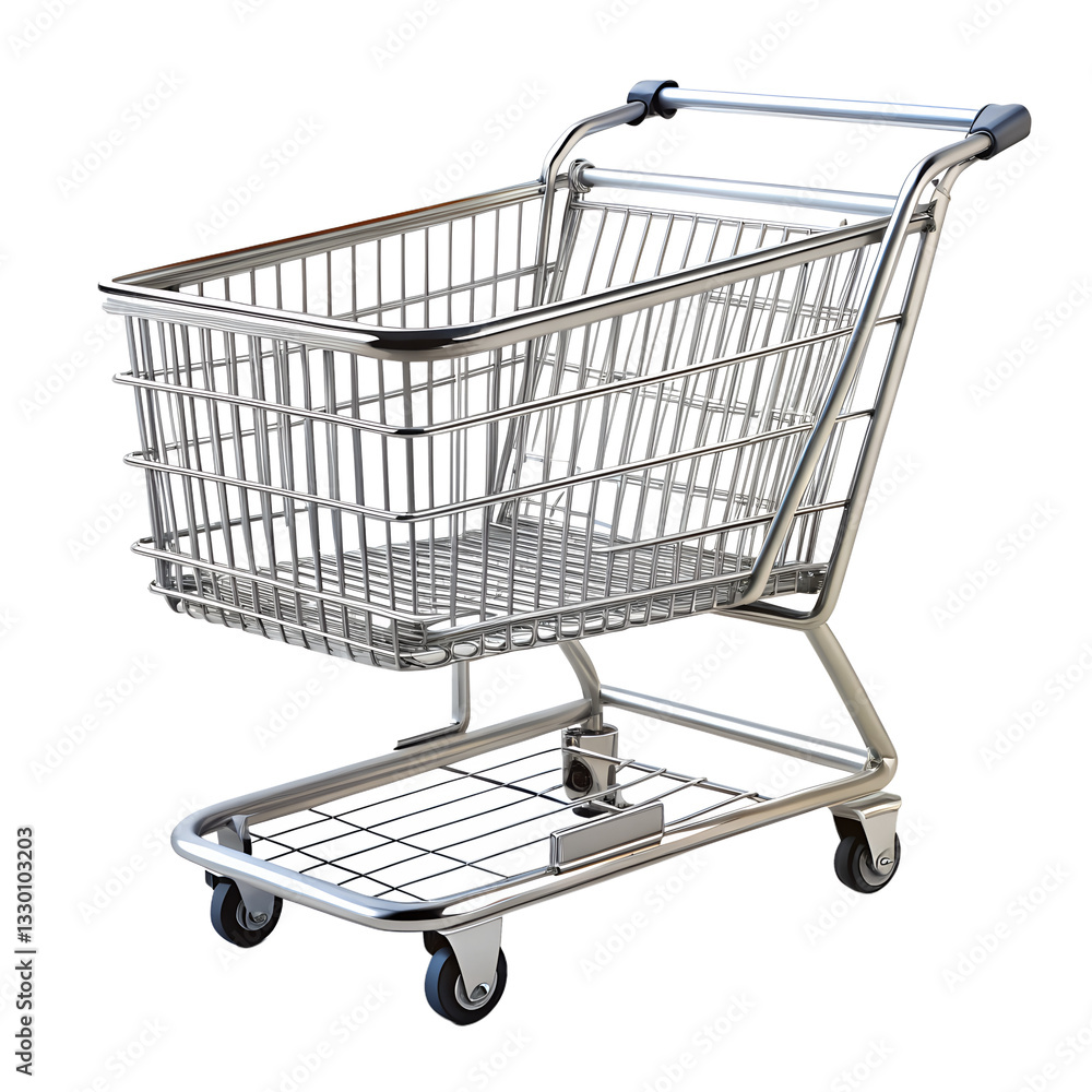 isolated metal shopping cart with sturdy wheels and ergonomic handle, perfect for retail, grocery, and supermarket use, displayed against a transparent background isolated metal shopping cart with sturdy wheels and ergonomic handle, perfect for retail, grocery, and supermarket use, displayed against a transparent background