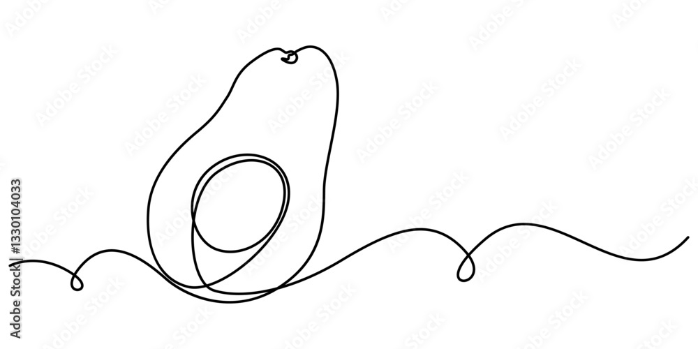 Avocado Single Line Icon, Continuous one single minimal line drawing Avocado, Avocado continuous line drawing vector illustration. A half of avocado superfood line art illustration, white background. Avocado Single Line Icon, Continuous one single minimal line drawing Avocado, Avocado continuous line drawing vector illustration. A half of avocado superfood line art illustration, white background.