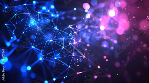 Abstract Network Connection with Glowing Nodes and Lines Digital Art