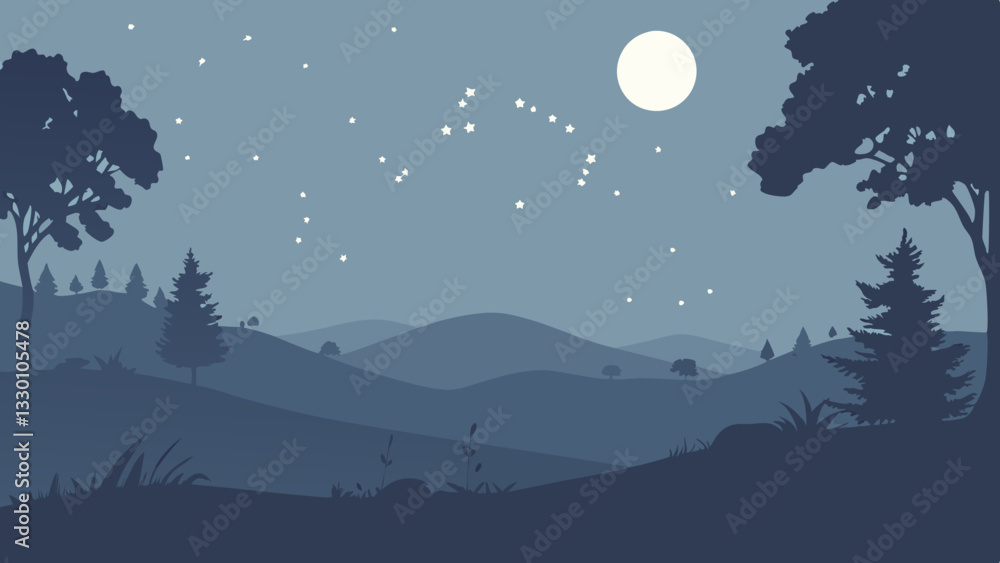 Naklejka premium night sky landscape astronomy vector svg