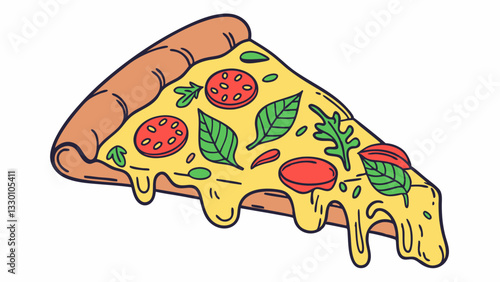 delicious tasty slice of italian pizza cheese food vector svg