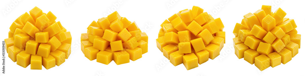 Diced Ripe Mango, Cut Out Set Diced Ripe Mango, Cut Out Set