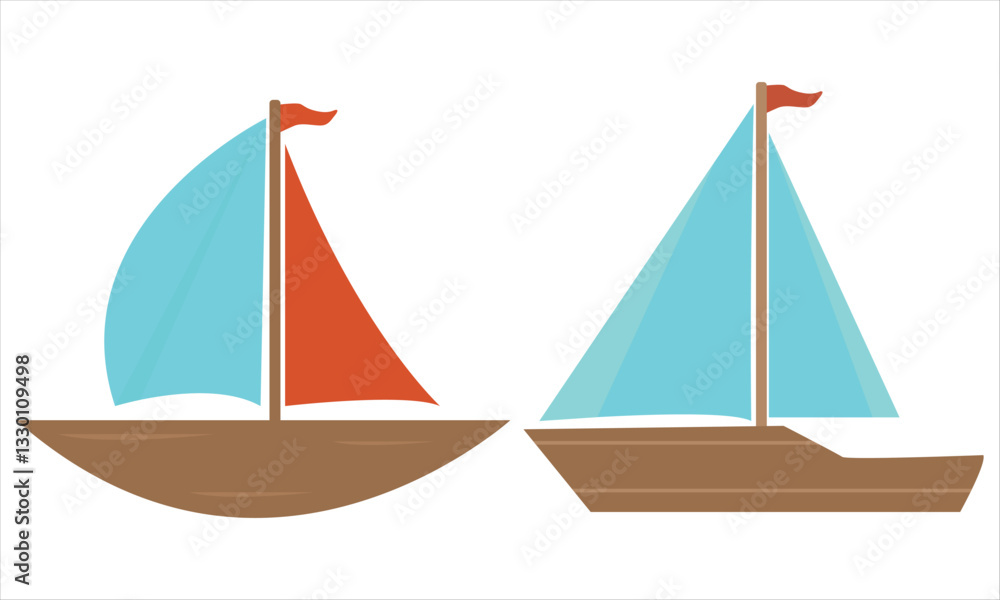 Fototapeta premium sailing ship set on white background