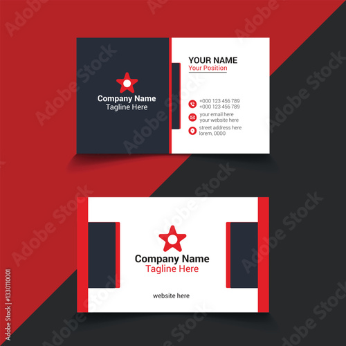 Modern Business Card Template with Red and Black Design – Corporate Branding