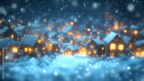 Wallpaper Mural Cozy snow-dusted village at night Torontodigital.ca