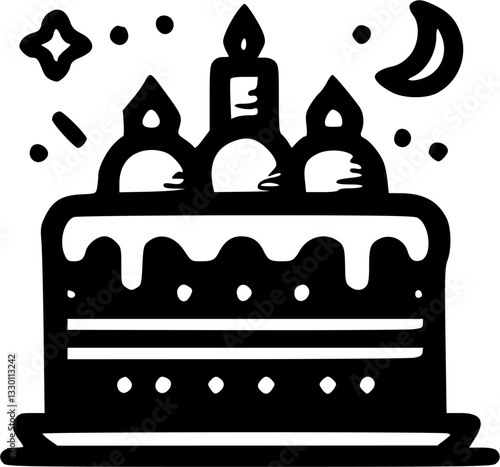 A delicious birthday cake with candles and sweet decorations