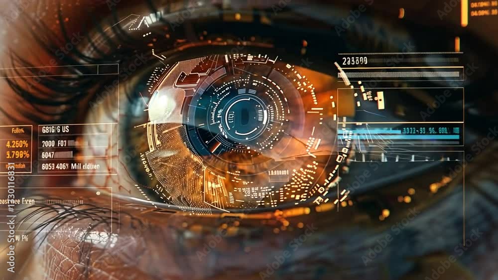 Nahaufnahme eines technologisch erweiterten Auges