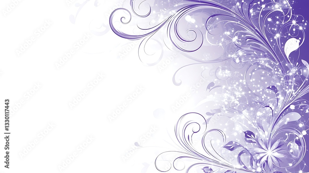 Purple floral design with elegant swirls and decorative elements Purple floral design with elegant swirls and decorative elements