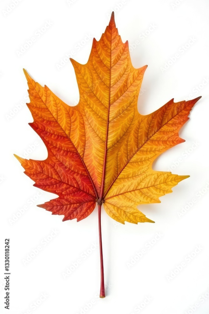 Single oak leaf with stem on white background, isolated, fall Single oak leaf with stem on white background, isolated, fall