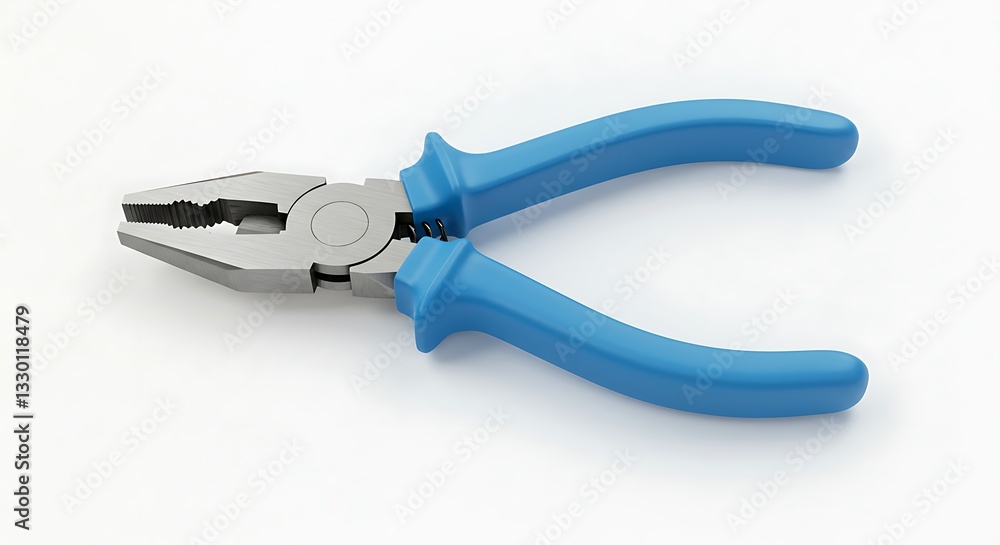 Pliers with Blue Handles Isolated on White Surface Close Up Pliers with Blue Handles Isolated on White Surface Close Up