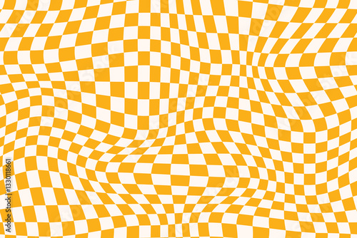 Checkered background with distorted squares. Seamless Y2K checkerboard design