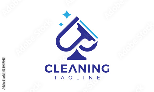 The Best Cleaning Logo Design With Luxury Ace Of Spade Shape, Aces Logo, luxury cleaning service logo design with sparkle stars, Suitable logo for cleaning service, window cleaner company vector icon