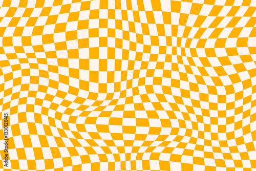 Checkered background with distorted squares. Seamless Y2K checkerboard design