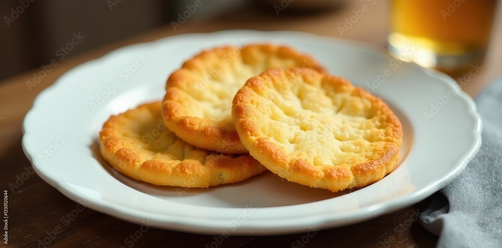 Crispbread on a white plate, minimalist style, plate, white plate Crispbread on a white plate, minimalist style, plate, white plate