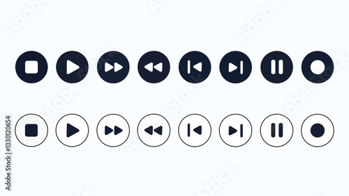 Media player buttons flat vector icon isolated on white background