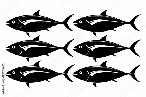 tuna fish set line art silhouette vector illustration