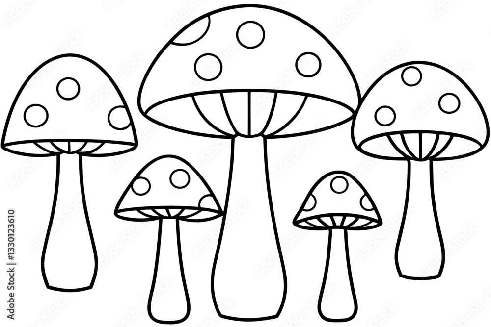 mushroom set line art silhouette vector illustration mushroom set line art silhouette vector illustration