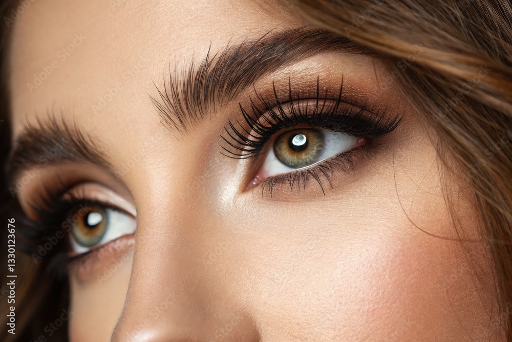 Obraz premium Natural Looking Laminated Eyelashes Enhance the Beauty of the Woman’s Eye in a Close-Up View With Standard Scale Generative AI