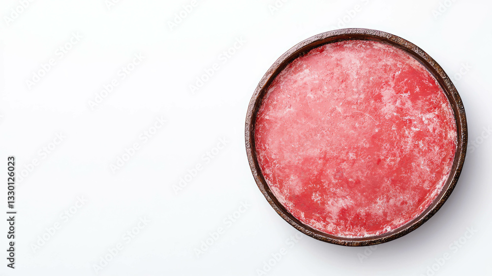 Top view of empty cast iron skillet on white background for culinary design or recipe book cover Top view of empty cast iron skillet on white background for culinary design or recipe book cover