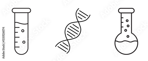 Laboratory Icons: Test Tubes and DNA