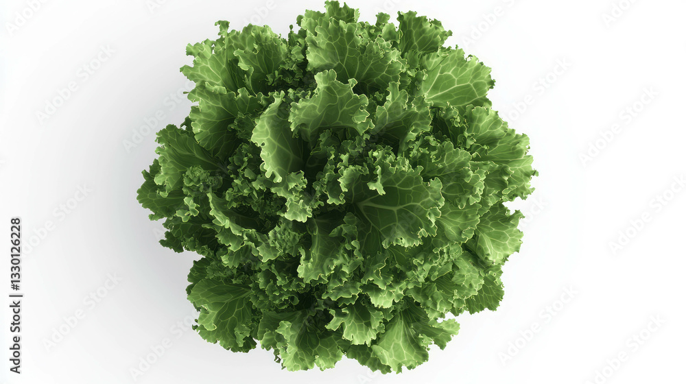 Obraz premium Realistic top view of sea kale head for culinary and botanical design