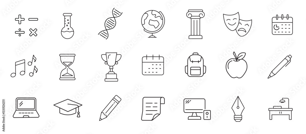 Education and Learning Outline Icons Set Education and Learning Outline Icons Set