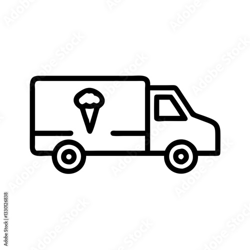 Ice-cream truck icon delivering joy, summer treats concept