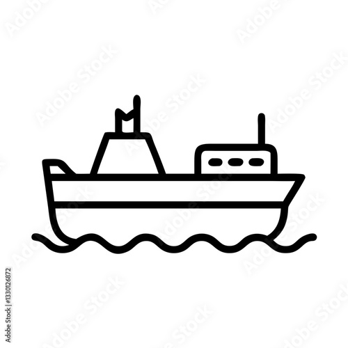 Icebreaker icon navigating icy waters, specialized transport concept