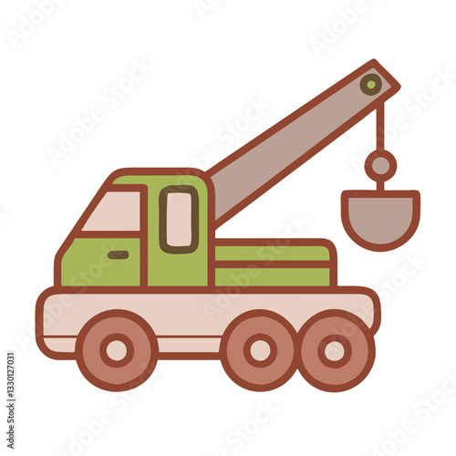 Mobile crane icon lifting objects, specialized transport concept