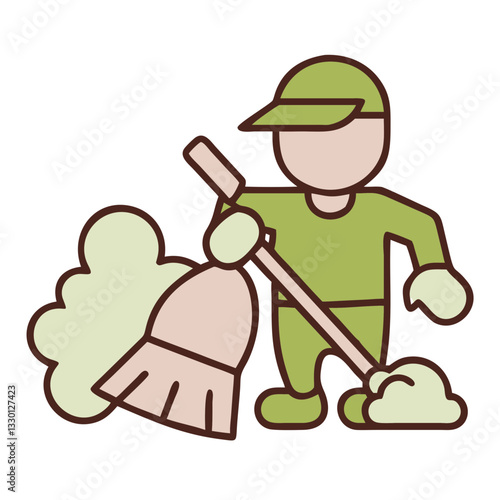 Street-sweeper icon cleaning street debris, maintenance concept