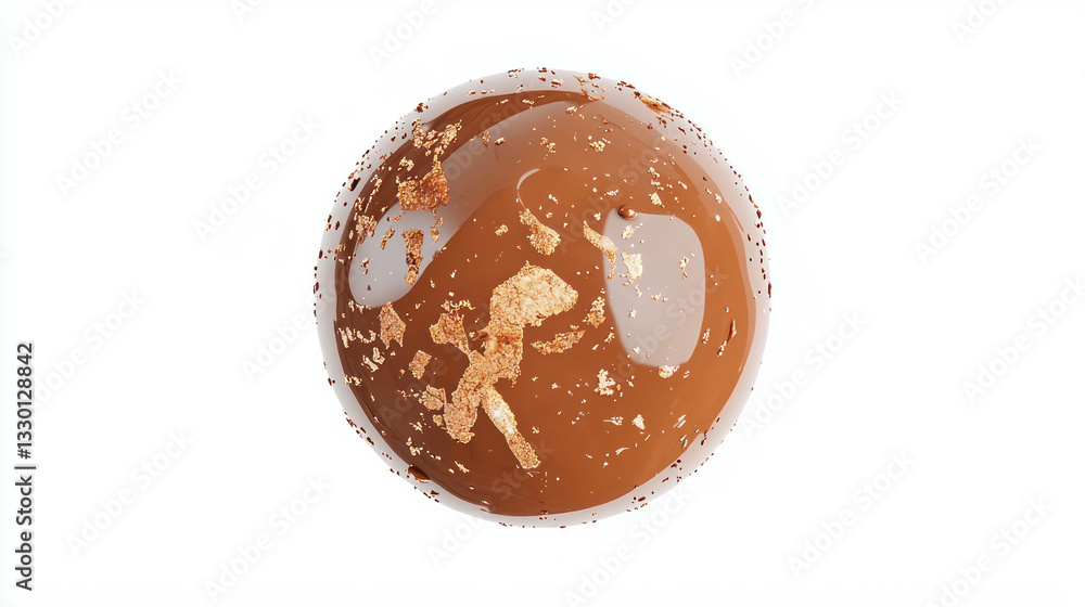 Fototapeta premium Realistic caramel truffle sphere with decorative sprinkles for dessert inspiration