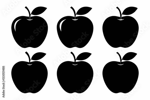 apple fruit set line art silhouette vector illustration