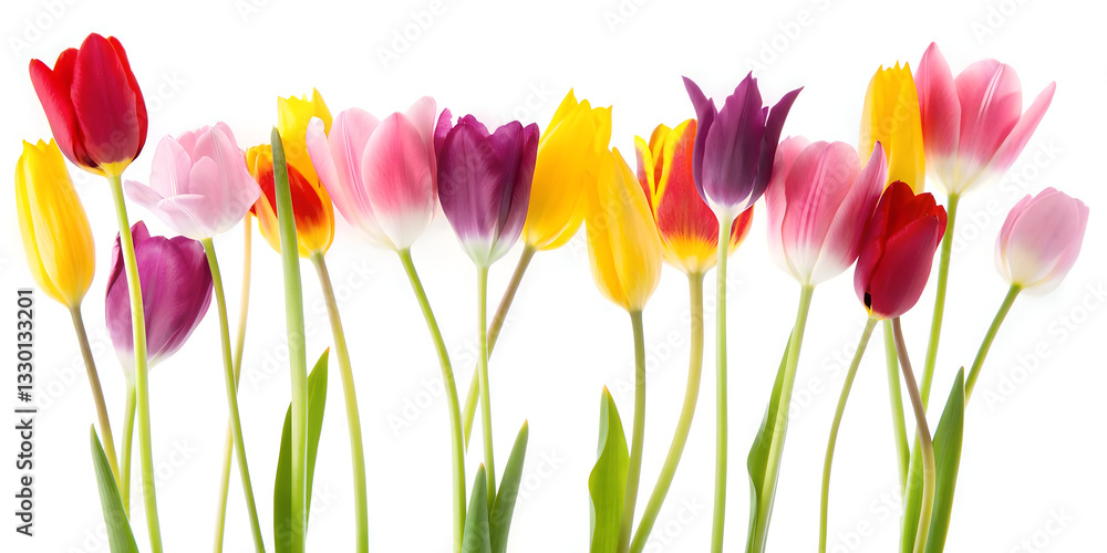 colorful tulips isolated on white colorful tulips isolated on white