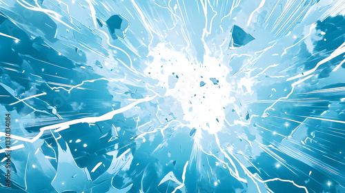 Abstract Blue Explosion Shattered Energy and Light Burst