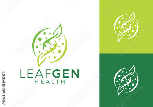 leaf genetic dna logo design vector combination