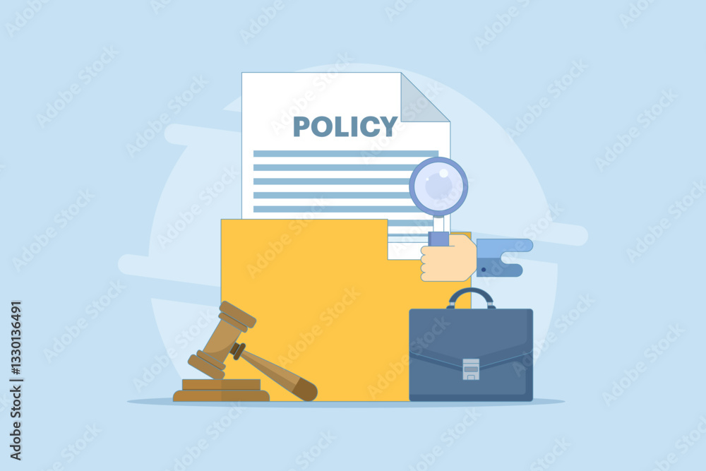 Legal Policy Concept. Legal Notice Document with Judge's Hammer. Legal Notice Document with Judge's Hammer. Corporate documents, agreement review and protection. Flat Vector Illustration Design. Legal Policy Concept. Legal Notice Document with Judge's Hammer. Legal Notice Document with Judge's Hammer. Corporate documents, agreement review and protection. Flat Vector Illustration Design.